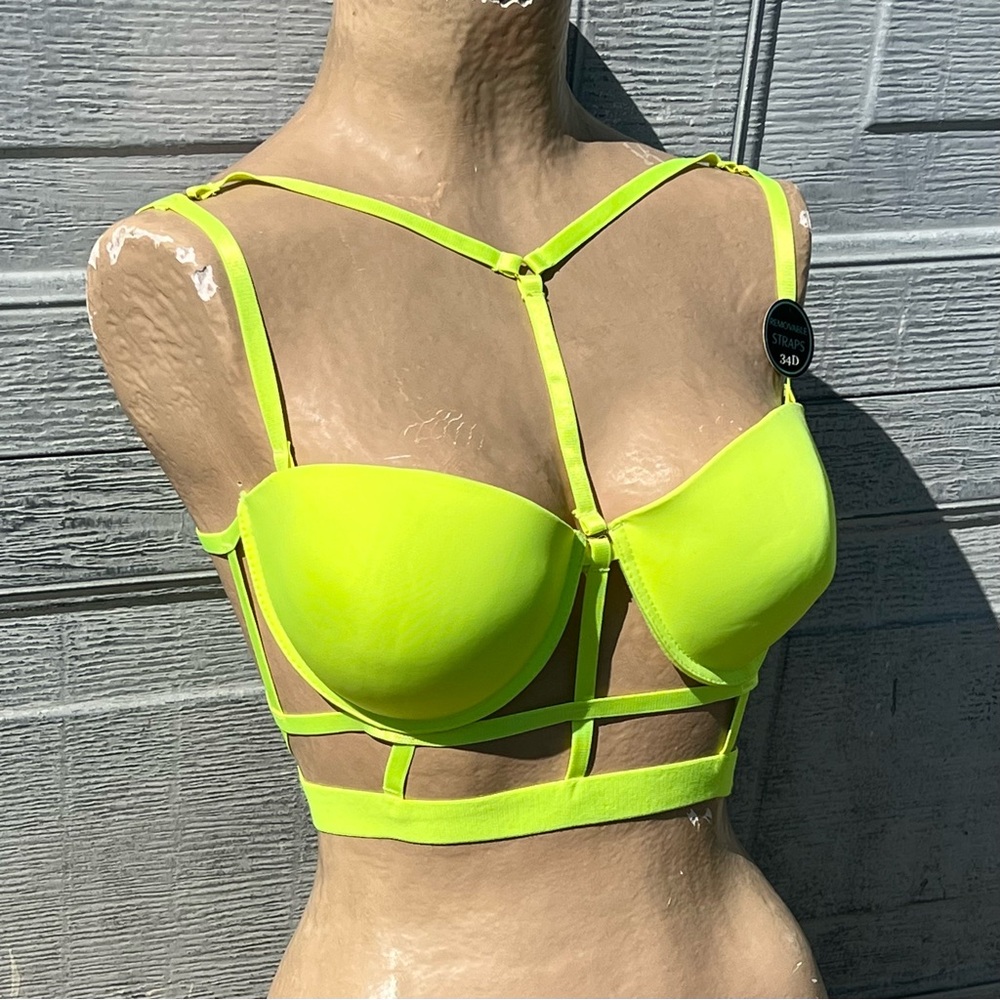 Neon Yellow Strappy Longline Bra